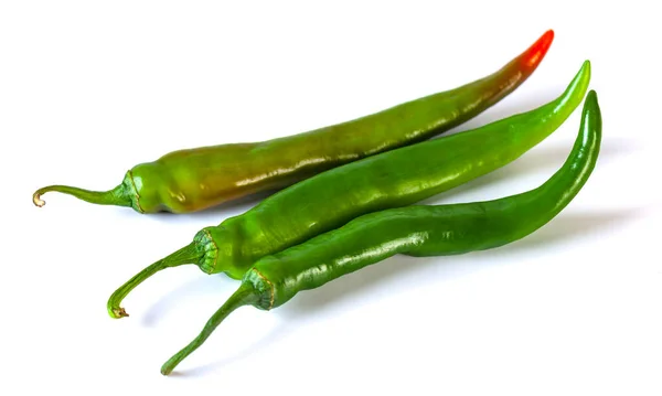 Green Chili Pepper Isolated White Background Vegetable — Stockfoto