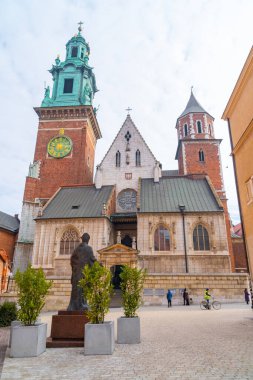 Wawel hill with cathedral and castle in Krakow. Clock tower. travel