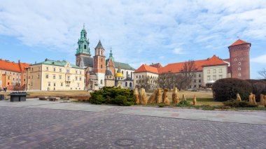 Krakow, Poland - 14 March, 2022: Wawel castle famous landmark in Krakow. Travel