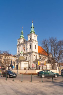 Krakow, Poland - 14 March, 2022: Collegiate Church of St. Florian in the historical part of Krakow. Travel