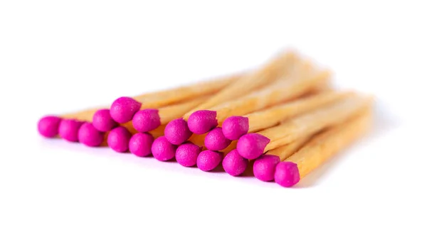 Fire Matches Pile Isolated White Red Phosphorus Heads — Stock Photo, Image