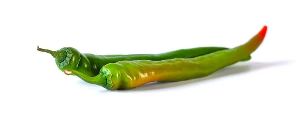 Green Chili Pepper Isolated White Background Vegetable 스톡 사진