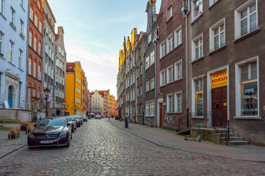 Gdansk, Poland - 12 March, 2022: Colorful medieval townhouses in gdansk, the most notable tourist attractions of the city