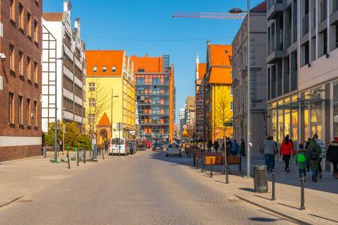 Gdansk, Poland - 12 March, 2022: Colorful medieval townhouses in gdansk, the most notable tourist attractions of the city