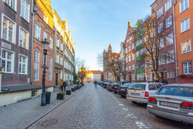 Gdansk, Poland - 12 March, 2022: Colorful medieval townhouses in gdansk, the most notable tourist attractions of the city