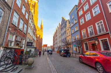 Gdansk, Poland - 12 March, 2022: Colorful medieval townhouses in gdansk, the most notable tourist attractions of the city