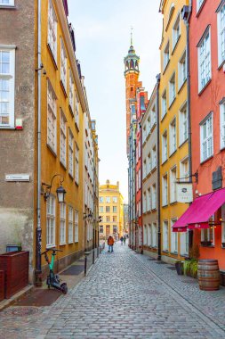 Gdansk, Poland - 12 March, 2022: Colorful medieval townhouses in gdansk, the most notable tourist attractions of the city