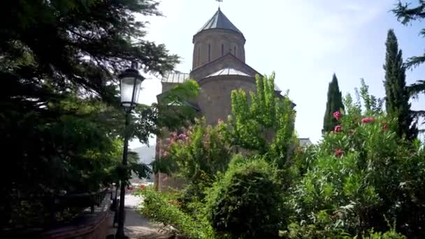 Tbilisi Georgia August 2022 Metekhi Church Old Orthodox Church Tbilisi — Vídeos de Stock