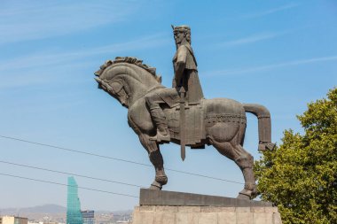 Tbilisi, Georgia - 22 August, 2022: Statue of King Vakhtang Gorgasali in Tbilisi. Travel