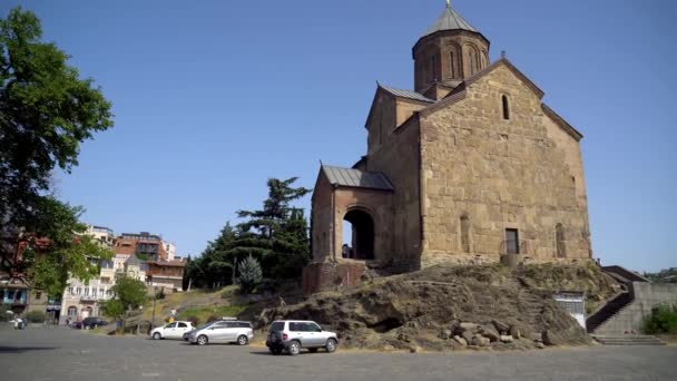 Tbilisi Georgia August 2022 Metekhi Church Old Orthodox Church Tbilisi — Video