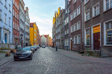 Gdansk, Poland - 12 March, 2022: Colorful medieval townhouses in gdansk, the most notable tourist attractions of the city