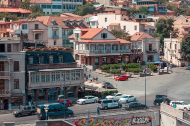 Tbilisi, Georgia - 22 August, 2022: Old historic houses in Tbilisi. Abanotubani. Travel