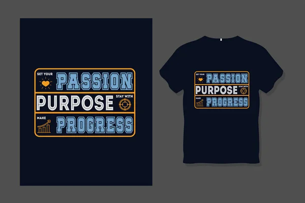 Passion Purpose Progress Typography Shirt Design —  Vetores de Stock