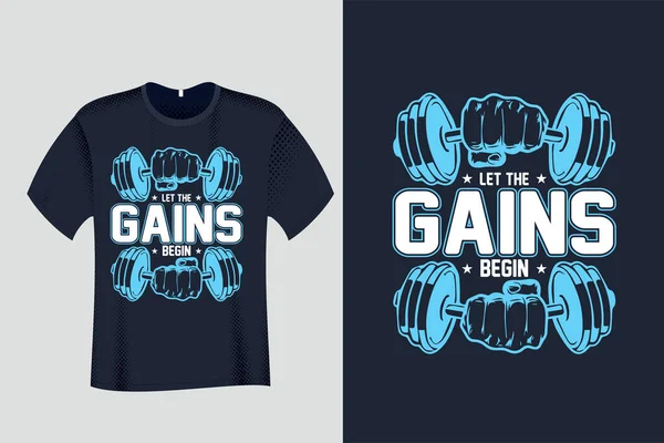 Pozwala Rozpoczęcie Gym Fitness Shirt Design — Wektor stockowy