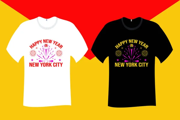 ニューヨークのハッピーニューイヤーTシャツデザイン — ストックベクタ