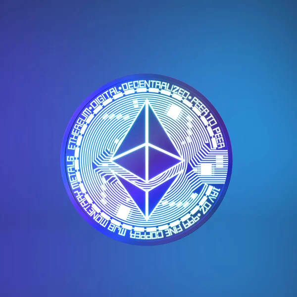 Kryptowaluta Ethereum Neonowym Tle Obraz Obrazek Stockowy