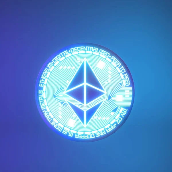 Ethereum Token Neon Background Cryptocurrency Concept Image Stock Photo