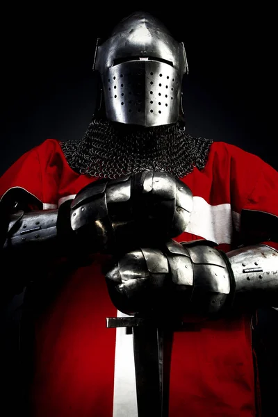 Cavaleiro Com Espada Escudo Vermelho Quadriculado Imagens De Bancos De Imagens