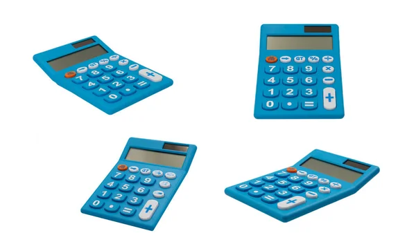 Isolated Group New Blue Calculator White Background — Stock Photo, Image