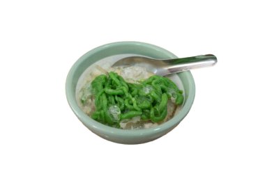 Hindistan cevizi sütüyle seramik bardakta kesilmiş Tayland tatlı buzu. 