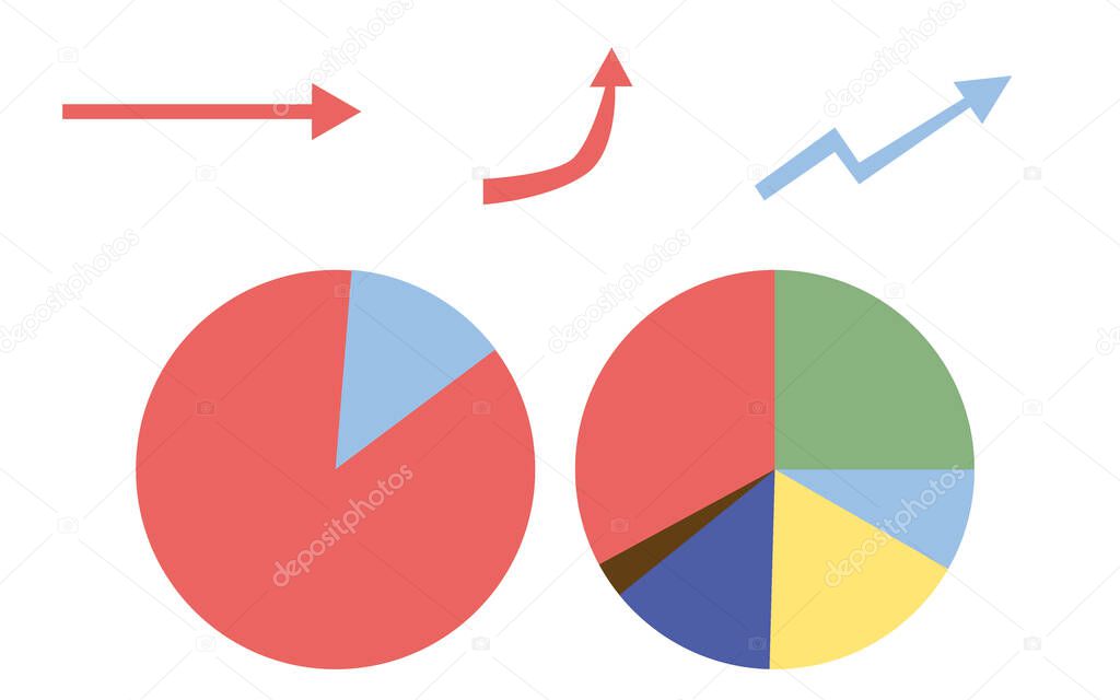 charts and arrows on white background