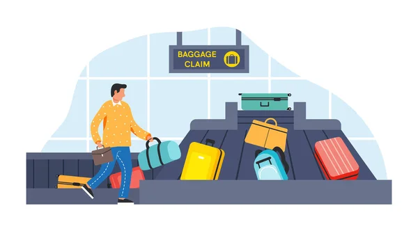 Conveyor Belt With Passenger Luggage Baggage Claim — Stock Vector