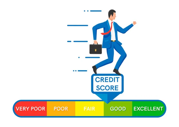 Homme d'affaires Modification des renseignements personnels sur le crédit. — Image vectorielle