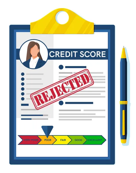 Indicateur de pointage de crédit et indicateur dans le rapport. — Image vectorielle