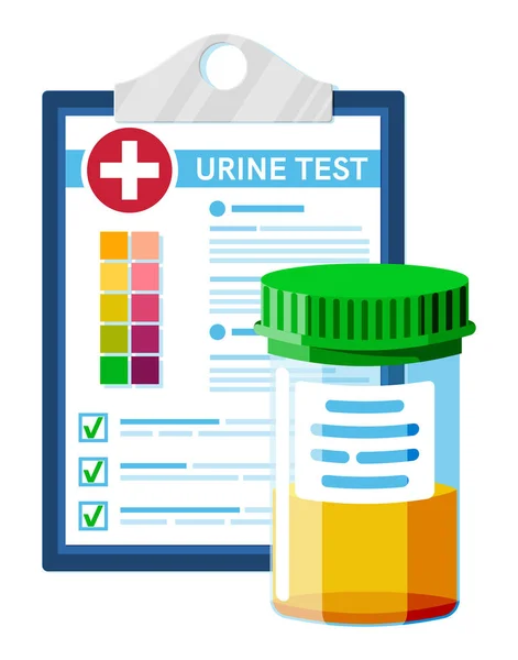 Tubo Teste Urina Lista Formulários Médicos Com Resultados Isolados Amostra — Vetor de Stock