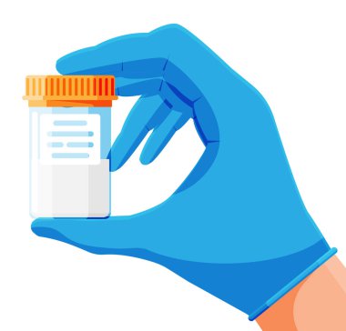 Eldeki sperm test tüpü izole edildi. Cam Tüpte Tıbbi Örnek. Spermli laboratuvar kabı. Erkek Doğurganlık Analizi için numune kupası. Sperm Bağışı Konsepti. Çizgi film Düz Vektör İllüstrasyonu