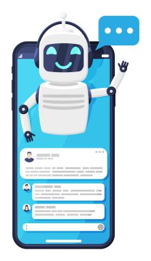 Sohbet Robotlu Akıllı Telefon Ekranda Kabarcıklı Konuşma