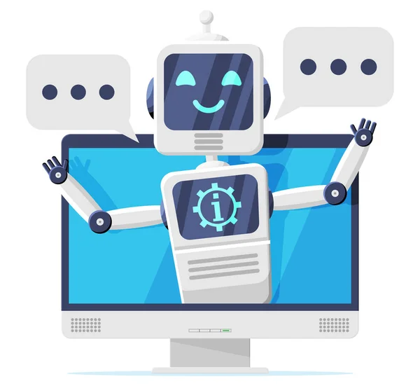 Számítógép Chat Bot Beszélj buborékban a képernyőn. — Stock Vector