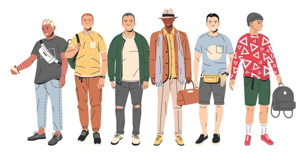 Grupo de personagens masculinos de moda. — Vetor de Stock