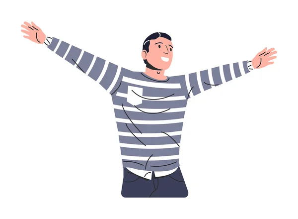 Happy Man in Casual Clothes Flying Isolated. — Stockvector
