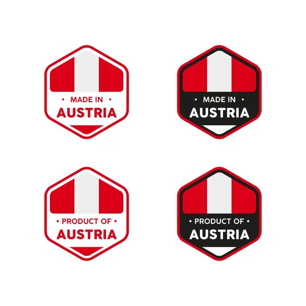 Made Austria Etiqueta Carimbo Logotipo Com Bandeira Nacional Áustria Emblema — Vetor de Stock