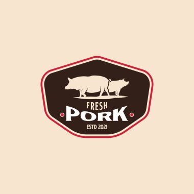 Vintage Retro Pork Butcher Shop Logo Design. With pig icon. Premium, and luxury food logo template clipart