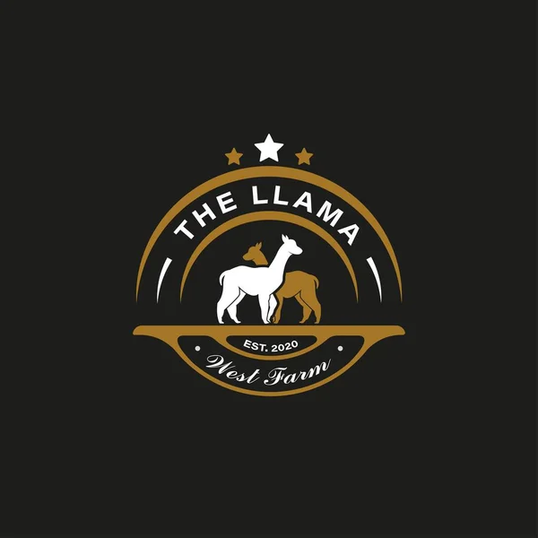 Logo Llama Vintage Con Llama Símbolo Icono Alpaca Diseño Logotipo — Archivo Imágenes Vectoriales