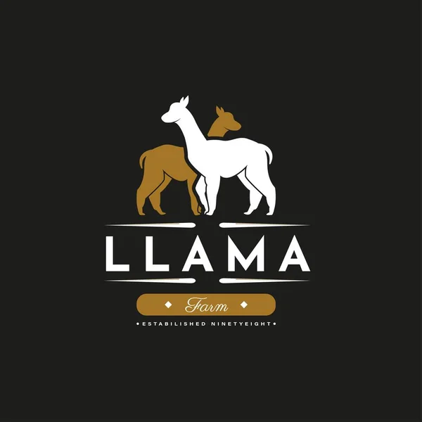 Logo Llama Vintage Con Llama Símbolo Icono Alpaca Diseño Logotipo — Archivo Imágenes Vectoriales