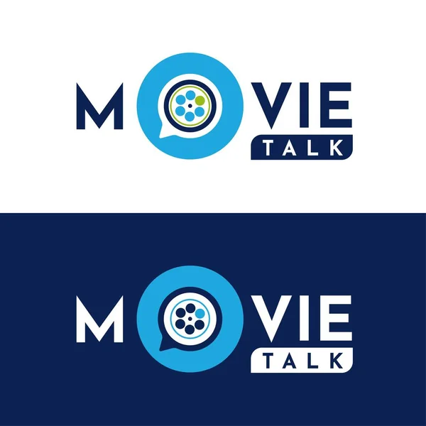 Logo Movie Talk Con Carrete Película Burbuja Chat Icono Símbolo — Archivo Imágenes Vectoriales