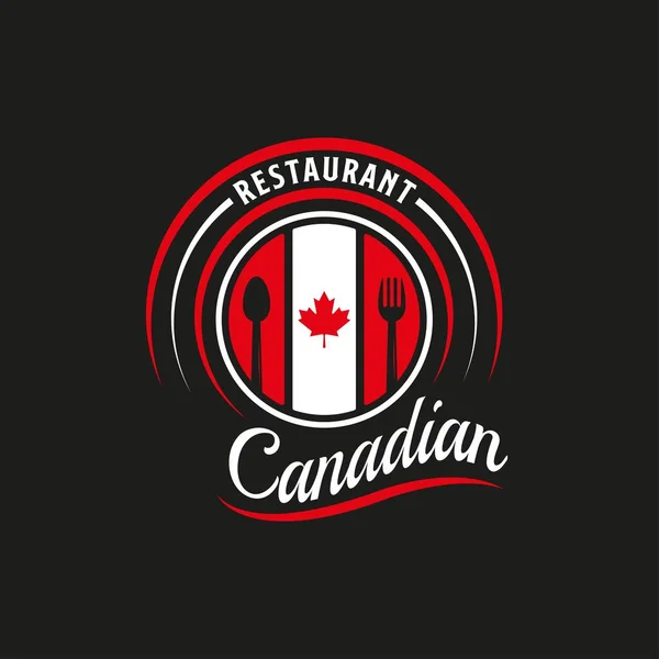 Logo Del Ristorante Canadese Canada Simbolo Della Bandiera Con Maple — Vettoriale Stock