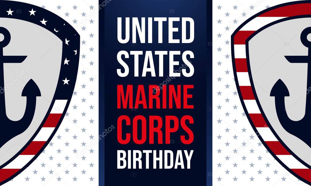 Happy Birthday United States Marine Corps. November 10. Template for background, banner, card, or poster. Premium vector illustration