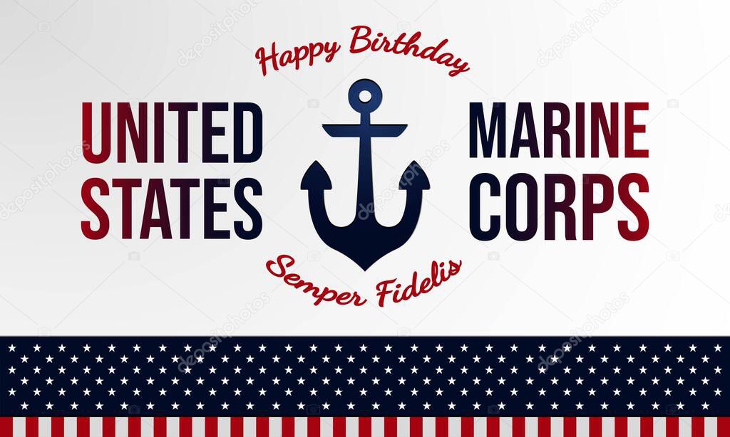 Happy Birthday United States Marine Corps. November 10. Template for background, banner, card, or poster. Premium vector illustration
