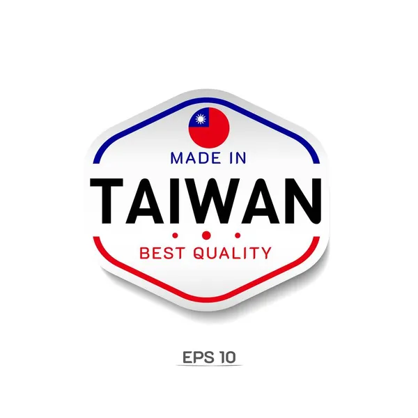 Feito Taiwan Etiqueta Carimbo Crachá Logotipo Com Bandeira Nacional Taiwan — Vetor de Stock