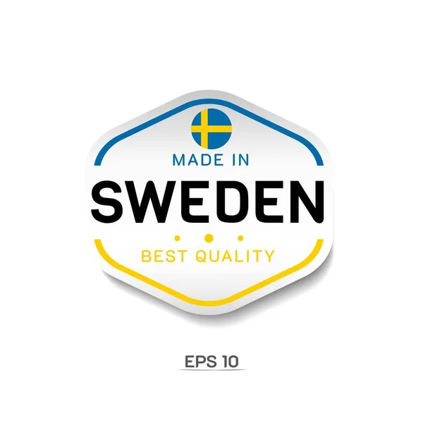 Feito Suécia Etiqueta Carimbo Crachá Logotipo Com Bandeira Nacional Suécia — Vetor de Stock
