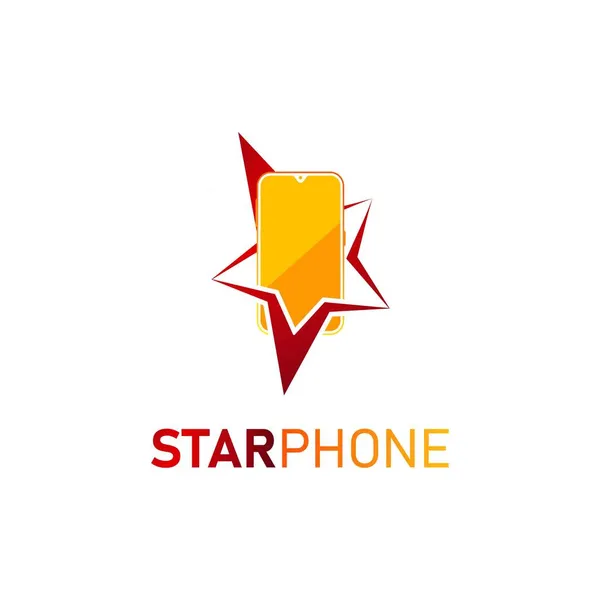Star Phone Logo Design Met Ster Mobiele Telefoon Telefoon Smartphone — Stockvector