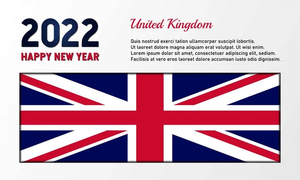 Gott Nytt 2022 Med Brittisk Flaggtext Bakgrund Kopiera Rymdområdet Förenade — Stock vektor