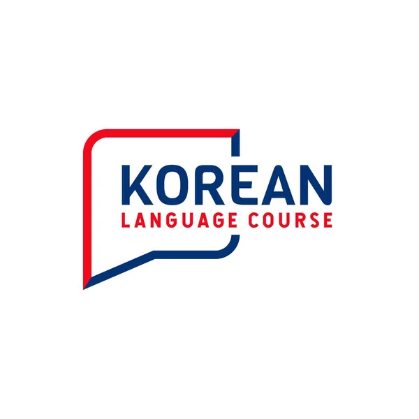 学习韩语课程标志 语言交换程序 语言泡沫和国际交流标志 与韩国国旗 保费和奢侈品病媒说明 — 图库矢量图片