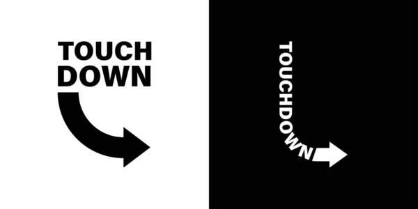 Touchdown Logotipo Seta Cor Preta Branca Vetor Logotipo Simples Elegante — Vetor de Stock