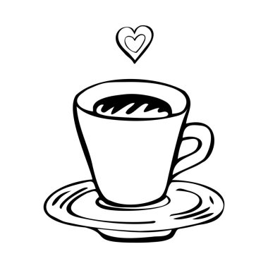 Karalama tarzında fincanların el çizimi çizimi.