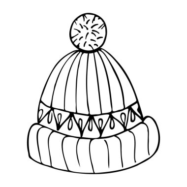 El çizimi Noel Baba şapkası, karalama çizimi.